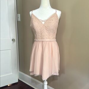 Pink Babydoll Midi Dress with Spaghetti Straps